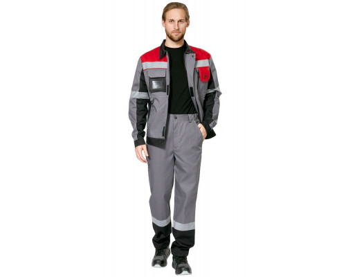 Брюки мужские рабочие летние для ИТР "Виват" NEW серо-черно-красные