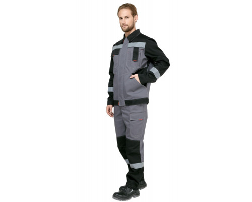 Костюм мужской рабочий летний "Гудзон" NEW с пк серый-черный